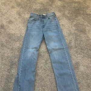 Denim Forum Light Blue Straight Leg Jeans by Aritzia